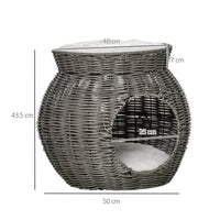 Cuccia per Gatti Ø50x43,5 cm in Rattan Grigio Scuro