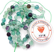 Kralen con corda per la creazione di accessori DIY Pietre per collane da assemblare in casa Armband energetico 8 mm = 96 pezzi e 1 rullo di corda Pietra arcobaleno 8 mm