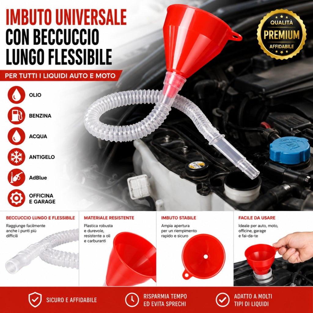 Imbuto Auto Universale Flessibile Ø8 cm per Olio Benzina AdBlue 524053