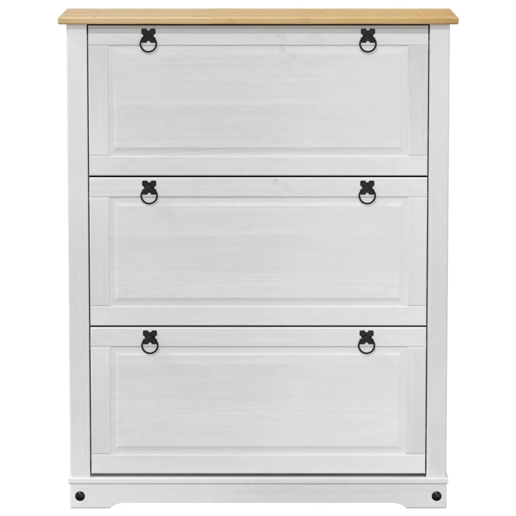 Mobile per scarpe Corona Bianco 99 x 32 x 122 cm Pino massello