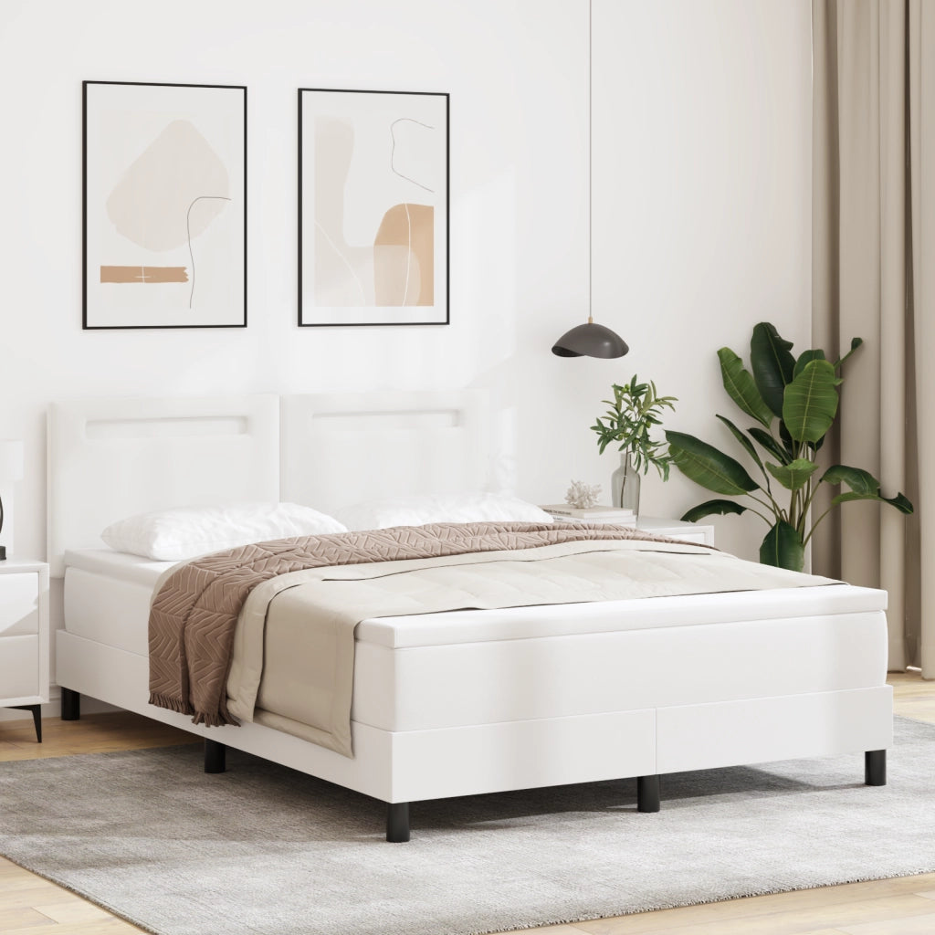 Letto a molle con materasso bianco 160x200 cm in finta pelle