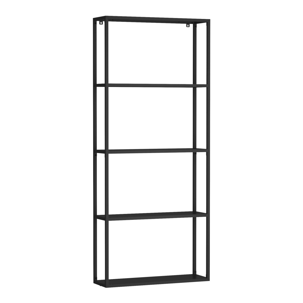 Scaffale da Parete Jämijärvi in Acciaio con Scomparti Aperti 140 x 60 x 18 cm Nero, opaco [en.casa]