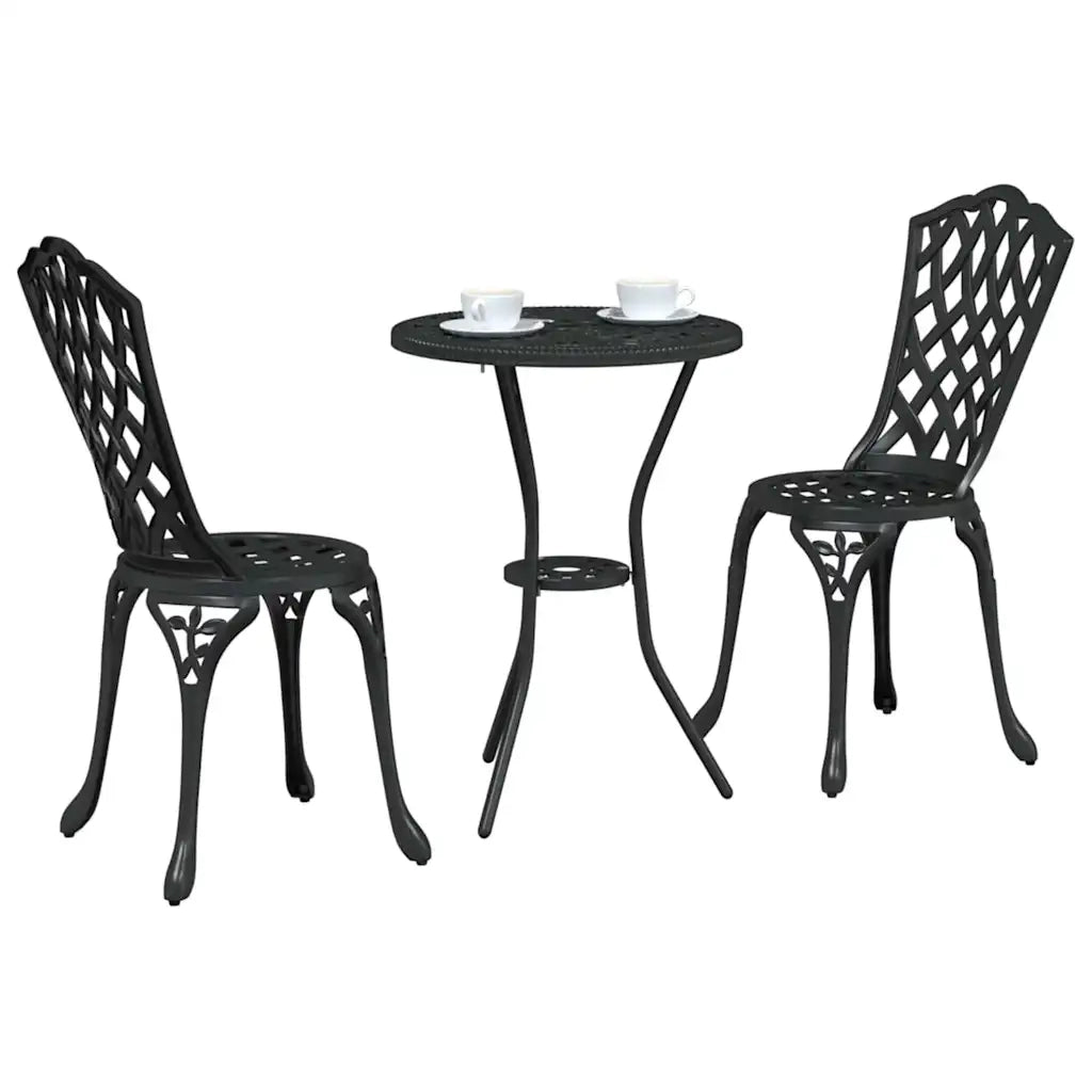 Set Bistro da Giardino 3 pcs Nero Alluminio 42002391
