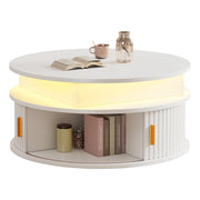 TAVOLO da caffè regolabile in altezza 75x75x52 cm MDF bianco con LED e contenitore