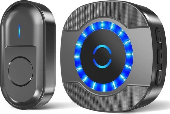 Porta con suono acqua resistente a distanza 300m 55 melodie 5 livelli di volume display LED nero
