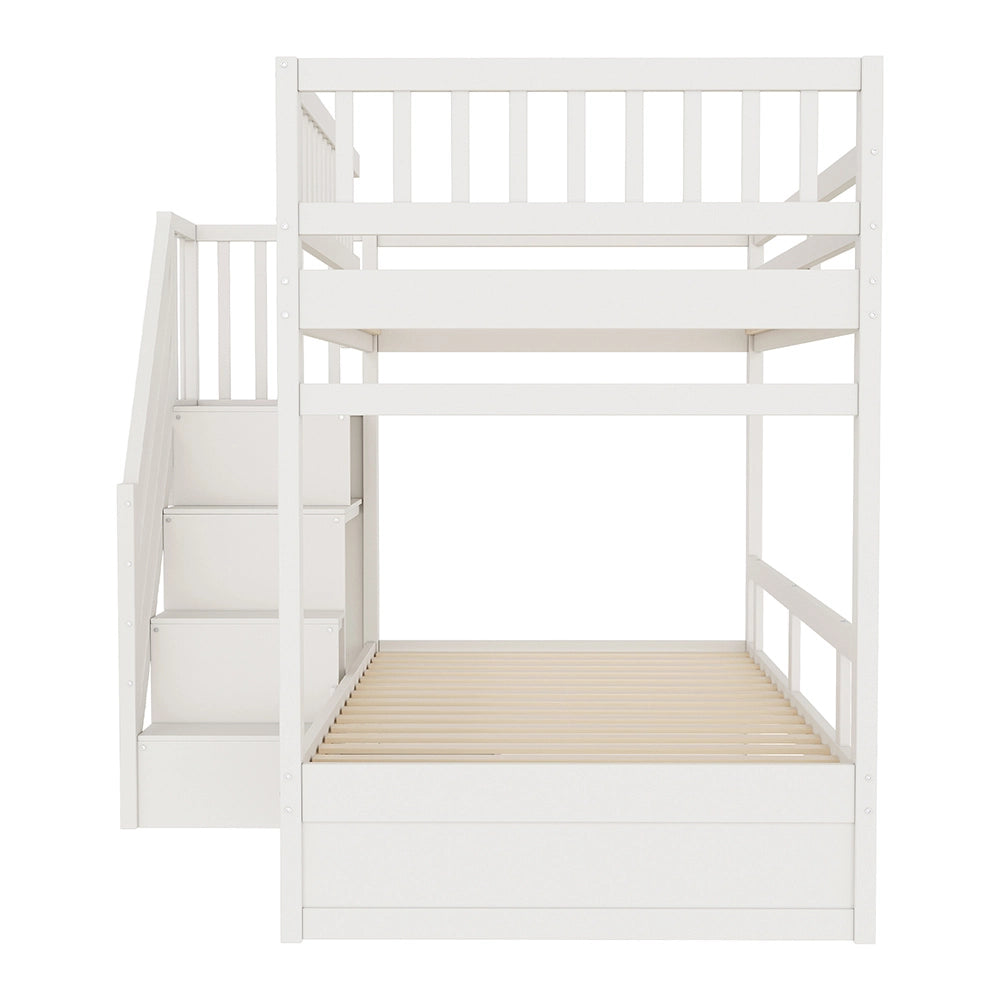 Letto a castello per ragazzi - Xylo - 90x200cm bianco, cassetti integrati