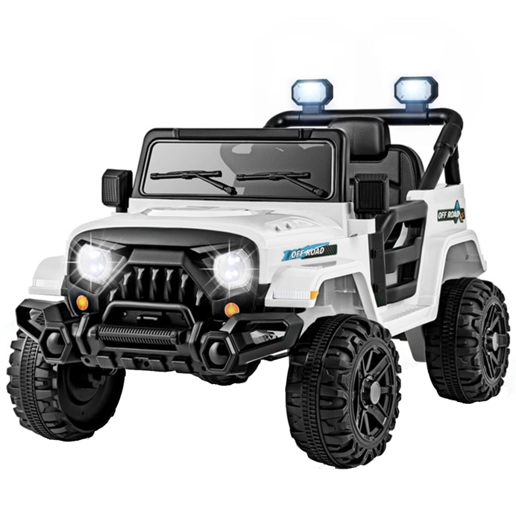 Camion elettrico per bambini 3+ anni 12V con telecomando ruote a scolpitura 3 velocit¨¤, Giocattolo a batteria Bianco-Macchinine giocattoli