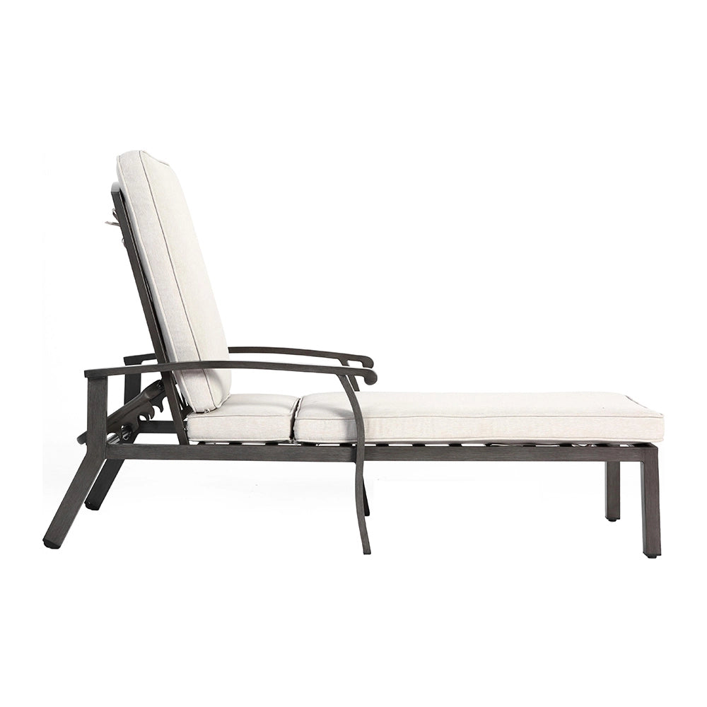 Chaise longue patio inclinabile - Xylo - Cuscino impermeabile beige