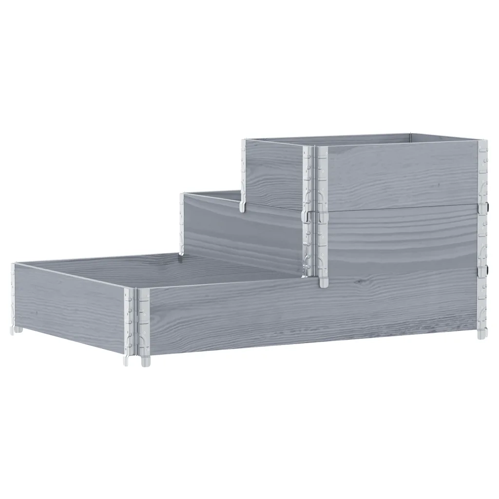 Fioriera | Cassetta per fiori | Vaso Rialzata a 3 Livelli Grigia 120x80 cm Legno di Pino