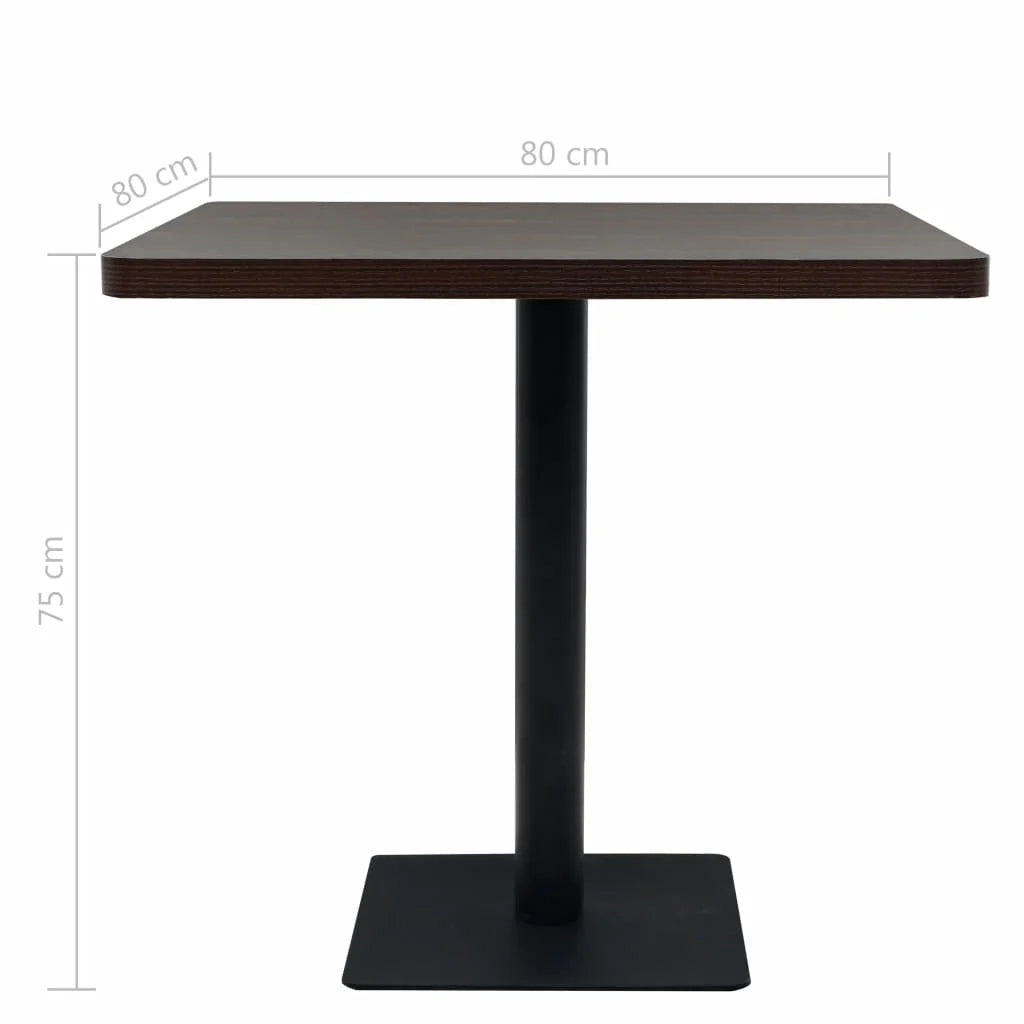 Tavolo alto stile bar/bistrot MDF e acciaio quadrato 80 x 80 cm marrone cenere scuro 0902107