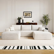 Divano in tessuto bianco 270x175x83 cm, montaggio rapido