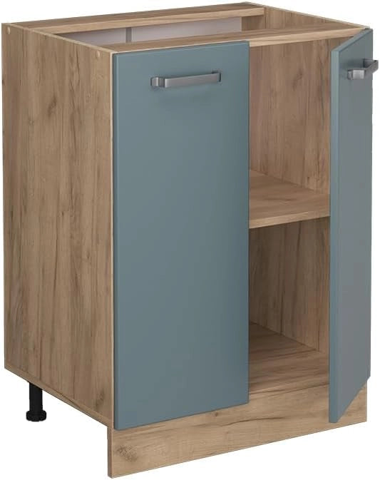 Mobiletto base cucina R-Line, Grigio-blu, 60 cm senza piano di lavoro, per la libera combinazione all'interno di sistemi cucina modulari