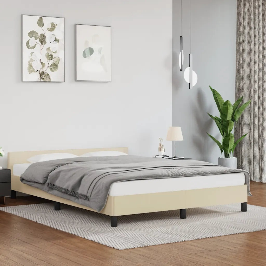Giroletto con Testiera senza Materasso-Struttura Letto Crema 140x190 cm