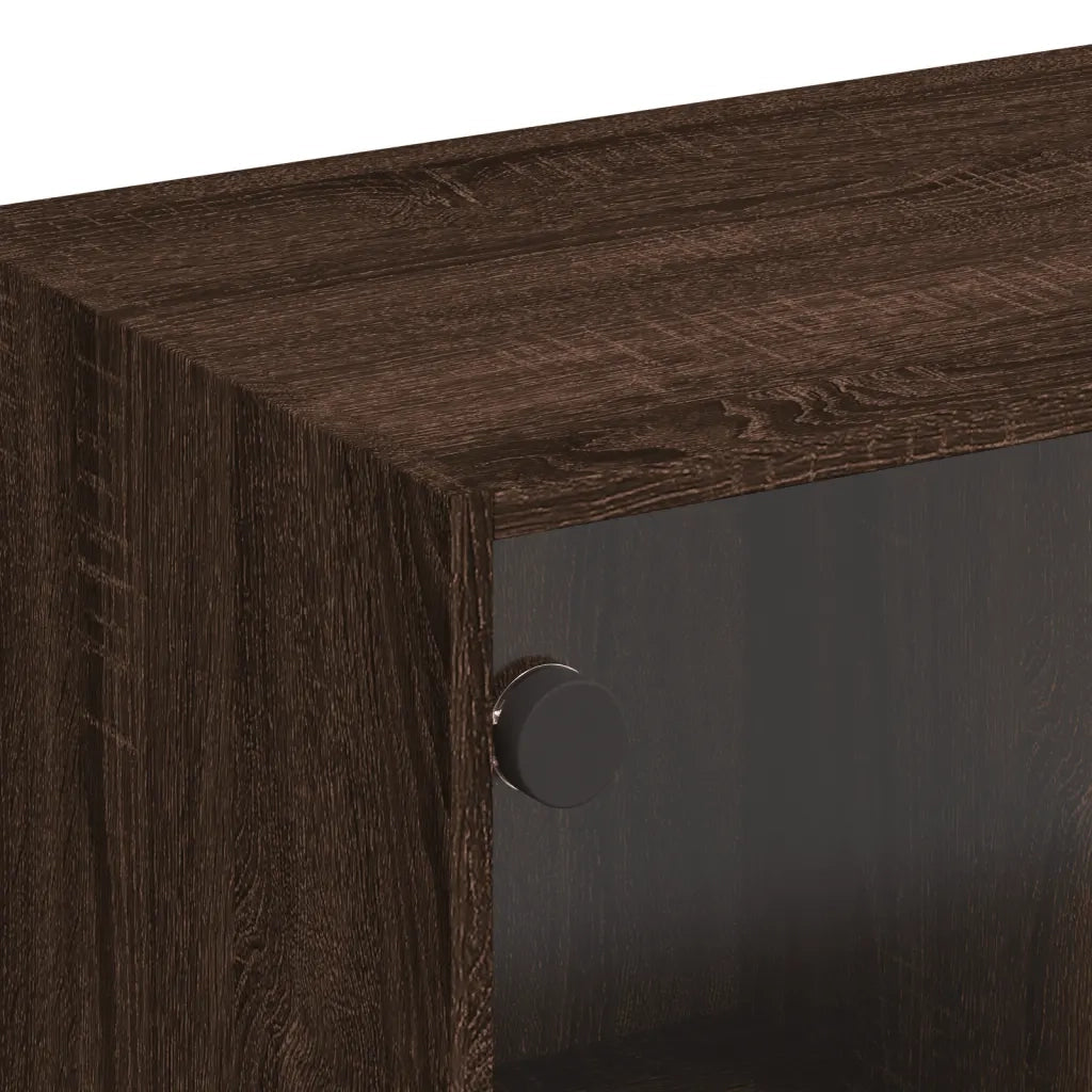 Mobile Porta TV con Ante in Vetro Rovere Marrone 102x37x42 cm 836412
