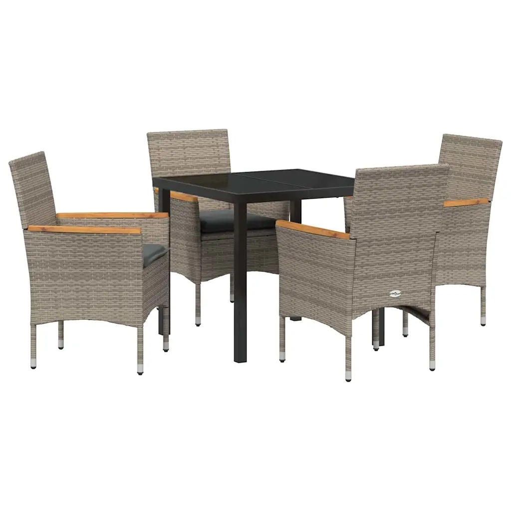 Set da Pranzo per Giardino con cuscino 5 pcs Grigio polyrattan 3379850
