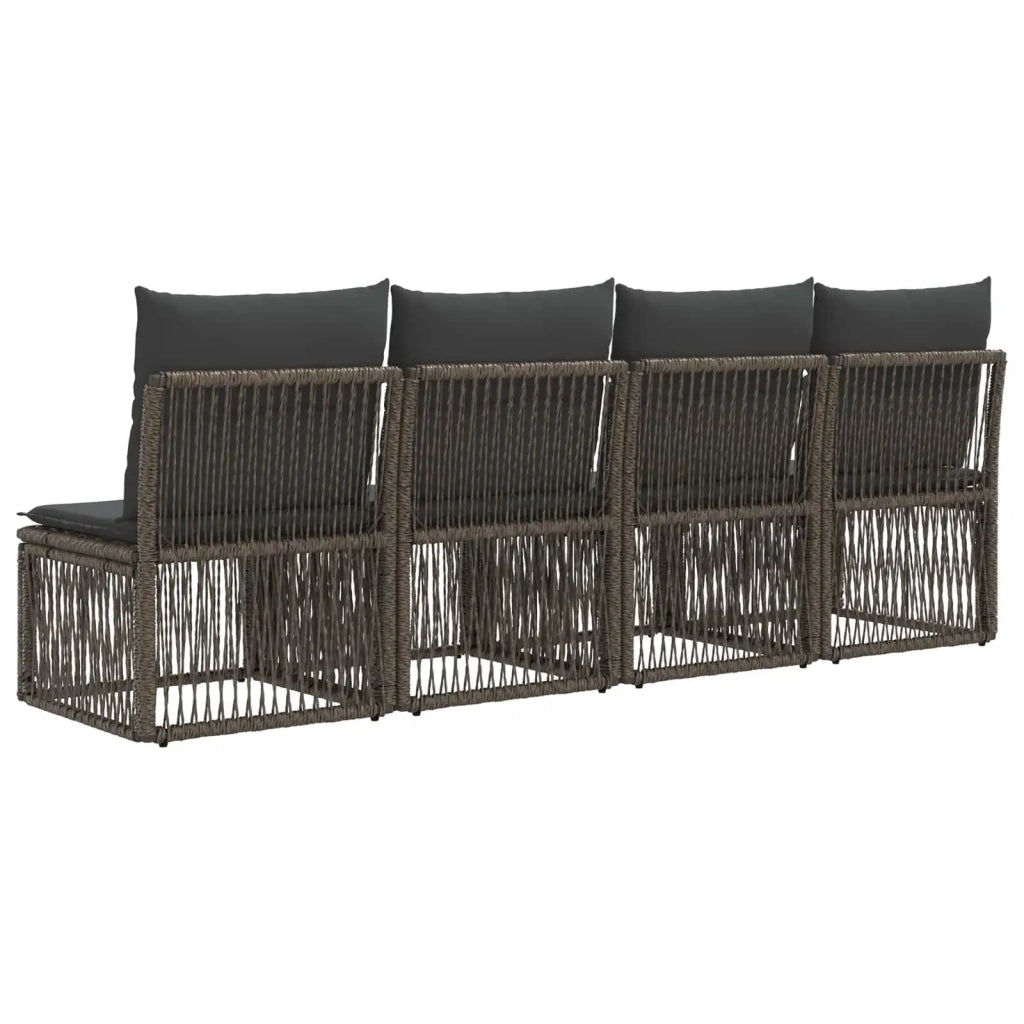 Divano a 4 posti 4 pcs 4-Numero di posti Grigio polyrattan 42026720