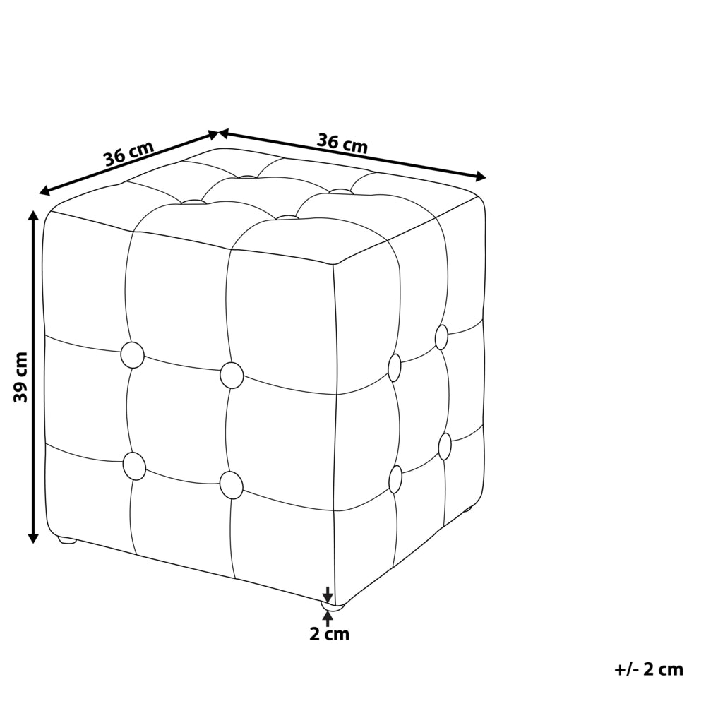 Pouf a forma di Cubo in velluto beige chiaro con bottoni tappezzeria trapuntata