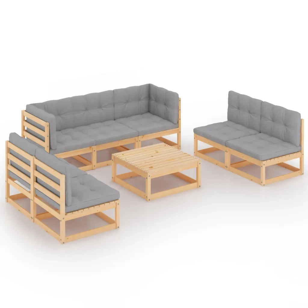 Set Divani da Giardino 8 pz con Cuscini Legno Massello di Pino 3076474