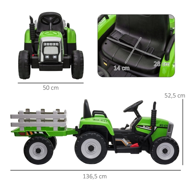 Auto elettrica per bambini, trattore per bambini, con telecomando per i genitori, velocit¨¤ massima 6 km/h; Verde + Nero
