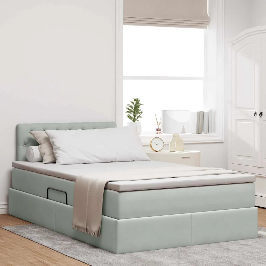 Letto con contenitore e LED Grigio chiaro 120 x 190 cm Velluto 3371439