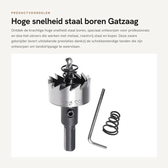 Sega a Tastone Alta Velocità - HSS-Carbide Acciaio - Larghezza del Taglio 26 mm - Profondità di Apertura 15 mm - Resistente ai Colpi - Resistentissimo e Duraturo - Trapano