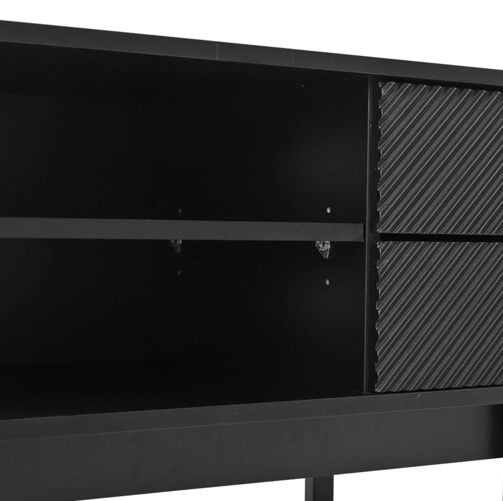Mobile TV moderno 200x40x50;5 cm con 2 ante e 2 cassetti; nero