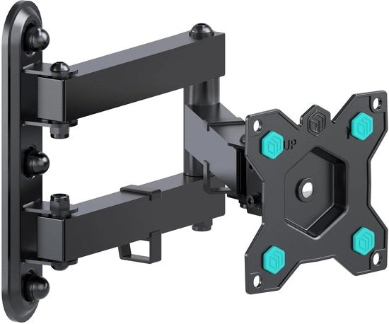 Montante TV per parete rotativo per schermi da 10 a 35 pollici fino a 20 kg, montante TV estensibile, inclinabile 75x75 e 100x100 VESA, montaggio TV 360 gradi rotativo Nero R4-B