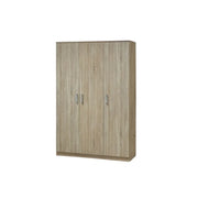 Armadio BARTIN 3 porte – Quercia chiara e grigio – Appendiabiti + scaffali