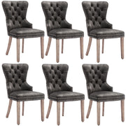 Sedia da pranzo 6 pezzi con borchie decorative e gambe regolabili in velluto grigio