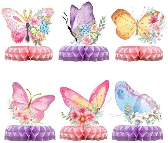 Decorazione da Tavolo 12 Pezzi - Tema Festa - Decorazione Farfalla - Forma di Miele - Dimensioni 21 x 19 x 2 cm - Decorazione da Festa