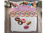 Parure Lenzuola Copriletto Stampa Digitale Cotone Made In Italy Dis. Donuts