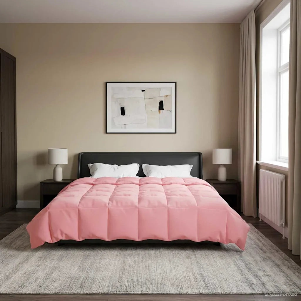 Piumone | Duvet Invernale Trapuntato Rosa 200 x 220 cm Microfibra