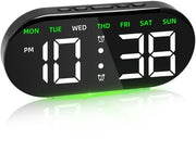 Alarme digitale con grande display LED, orologio digitale con luce notturna, funzione snooze, data, temperatura e giorno della settimana, illuminazione regolabile, 12/24 ore, sveglia doppia per ufficio, camera da letto, studio