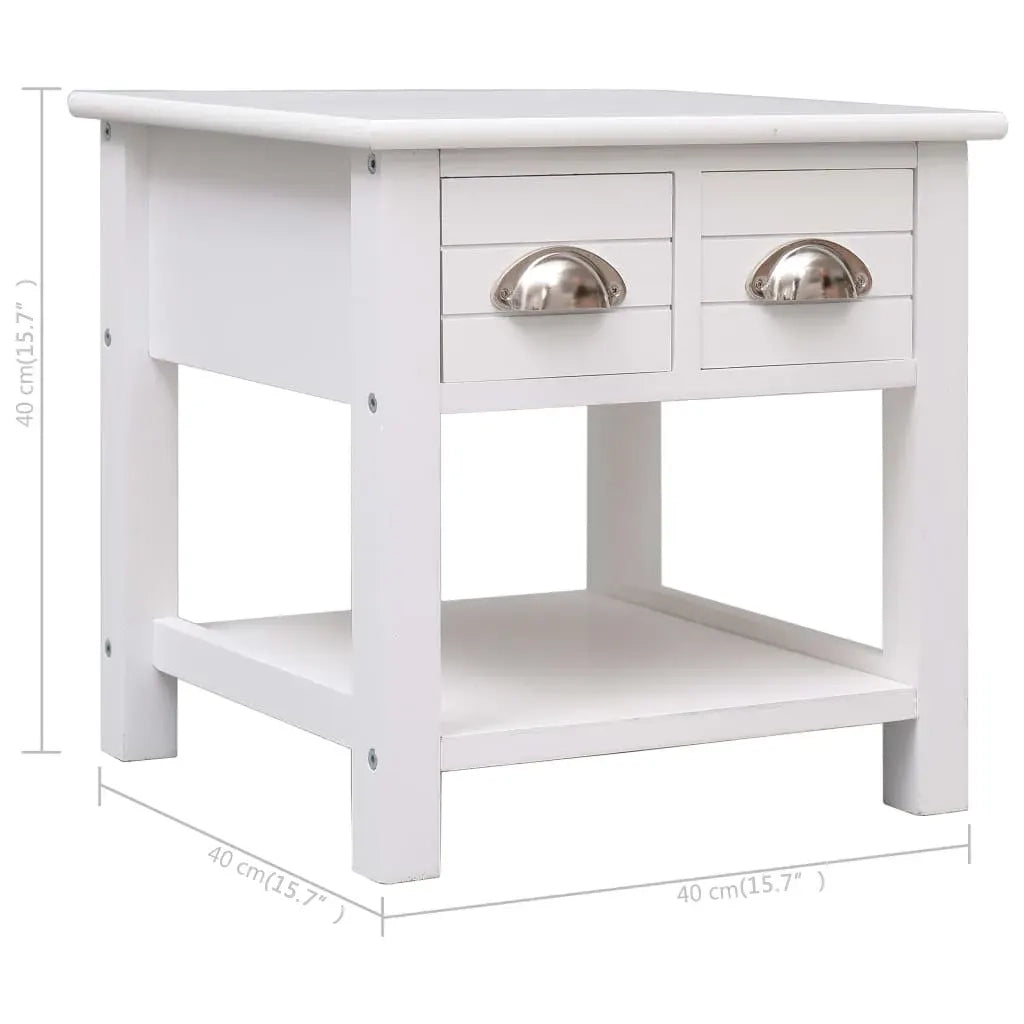 Tavolino Laterale Bianco 40x40x40 cm in Legno di Paulownia 284068