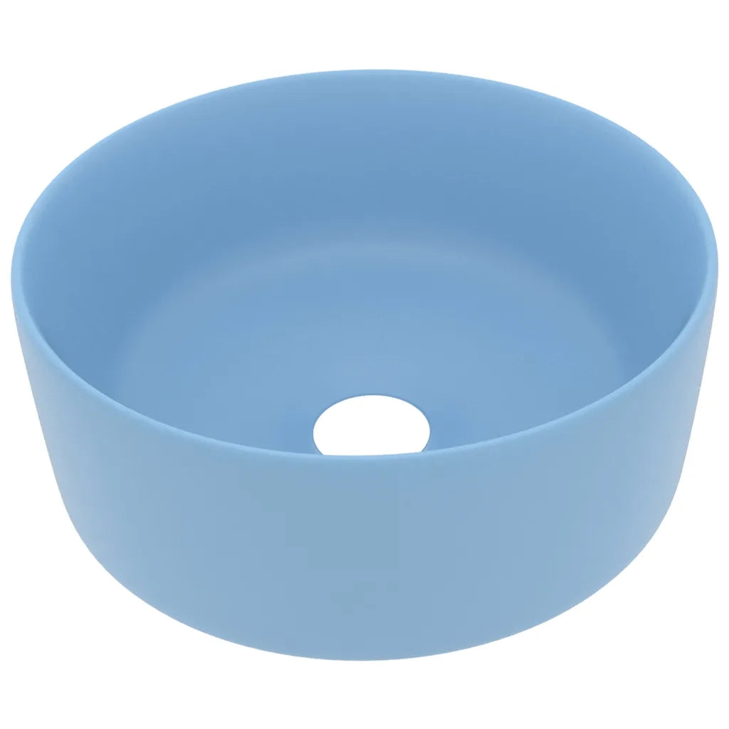 Lavandino-Lavello Lusso Rotondo Azzurro Opaco 40x15 cm in Ceramica 434919
