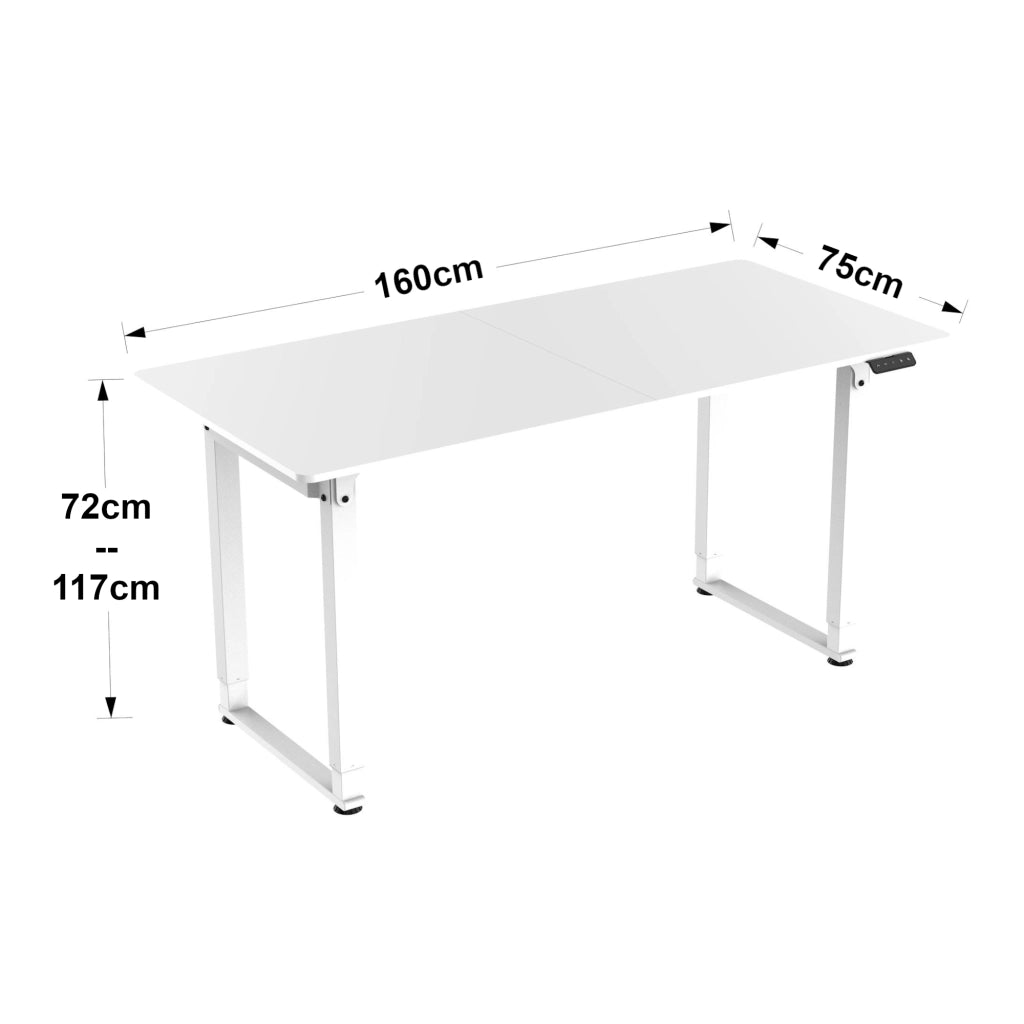 Scrivania Kirkkonummi con Piano Tavolo 160x75 cm Regolabile in Altezza - Bianco pro.tec