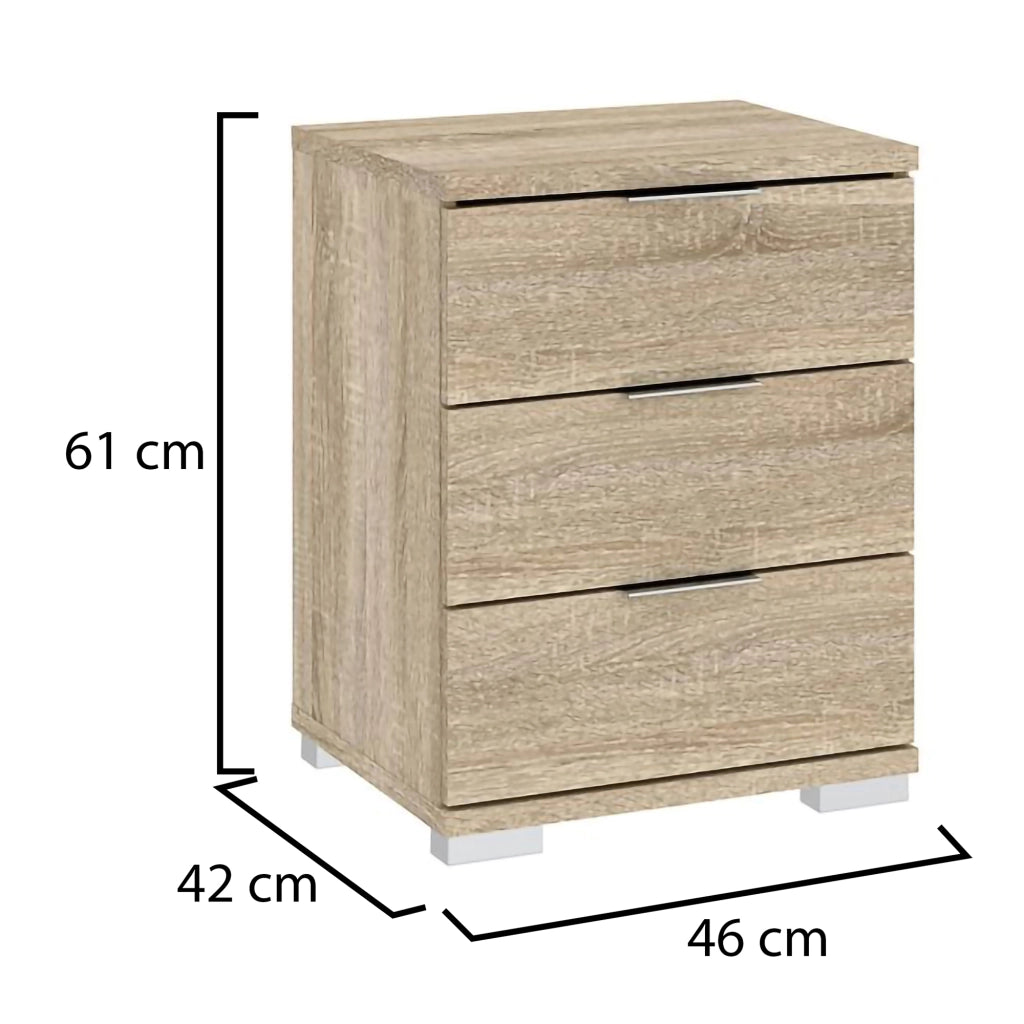 Laharo, Cassettiera 3 Cassetti, 46x42x61h cm Marrone Rovere
