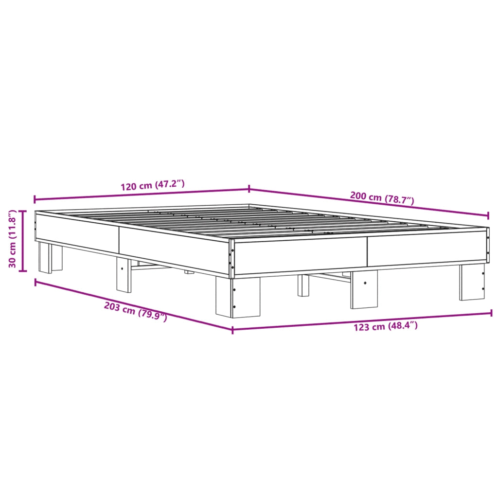 Giroletto-Struttura Letto Nero 120x200 cm in Legno Multistrato e Metallo 638567