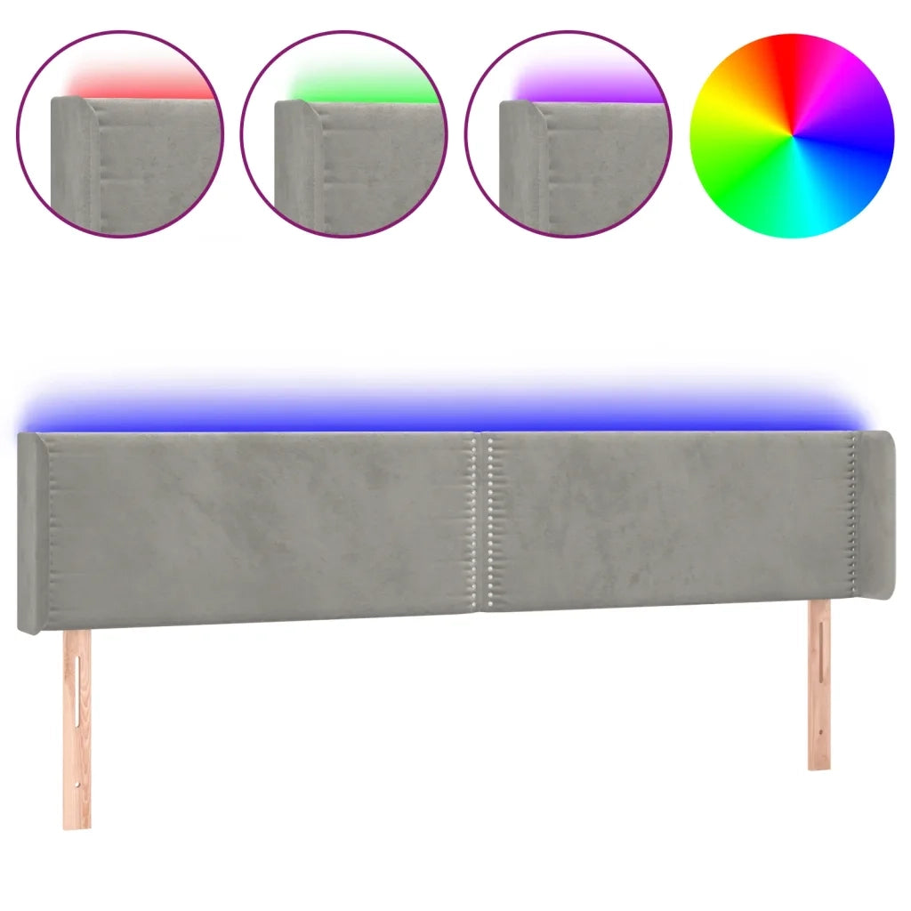 Testiera a LED Grigio Chiaro 203x16x78/88 cm in Vellutocod mxl 103309