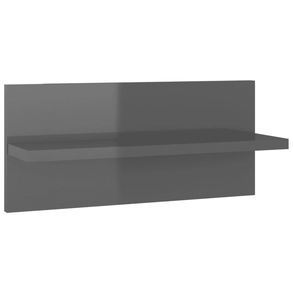 4 pz Mensole a Muro | Scaffale Parete | Ripiano a parete Grigio Lucido 40x11,5x18 cm