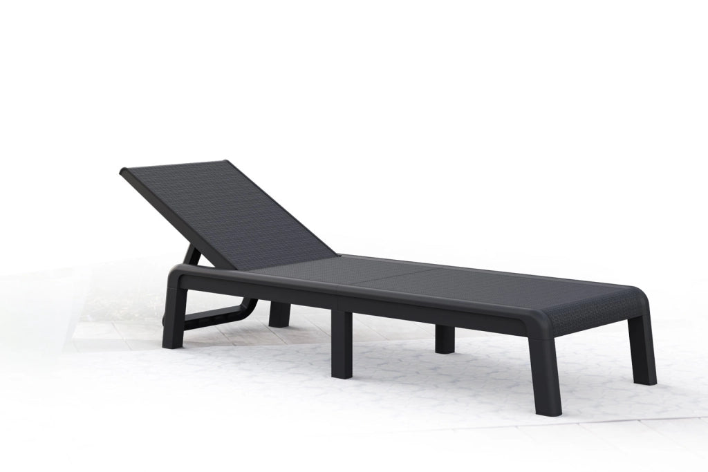 Lettino da Giardino Prendisole 187,5x58x29 cm Reclinabile in 4 Posizione Keter Mallorca Effetto Juta Grafite