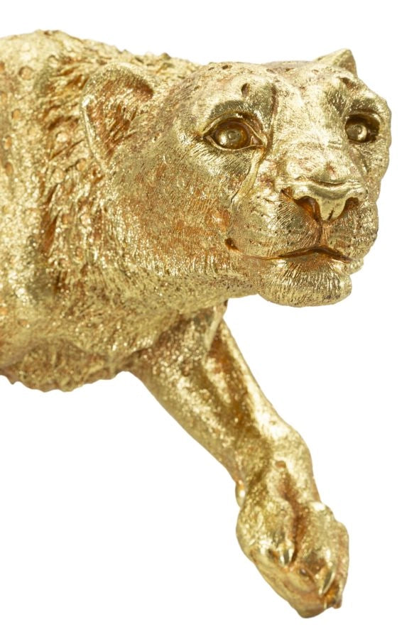 Decorazione Leopardo Shant 89x21x33 cm in Resina Oro
