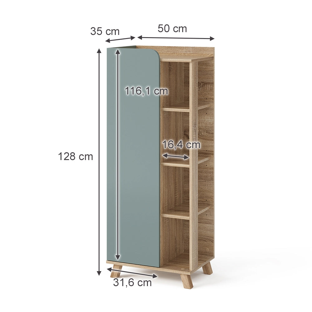 Vicco Mobiletto bagno Grigio-blu 50 x 128 cm con porta e vani aperti