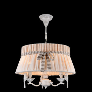 Lampadario Elegant in Metallo Bird Bianco Antique
