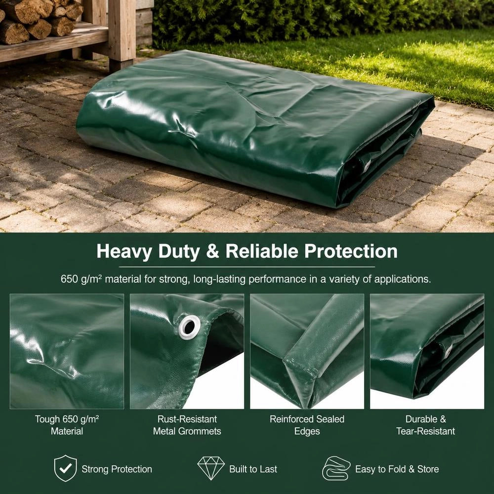 Tarpaulin 650 G/square Meter 6 X 8 M Green