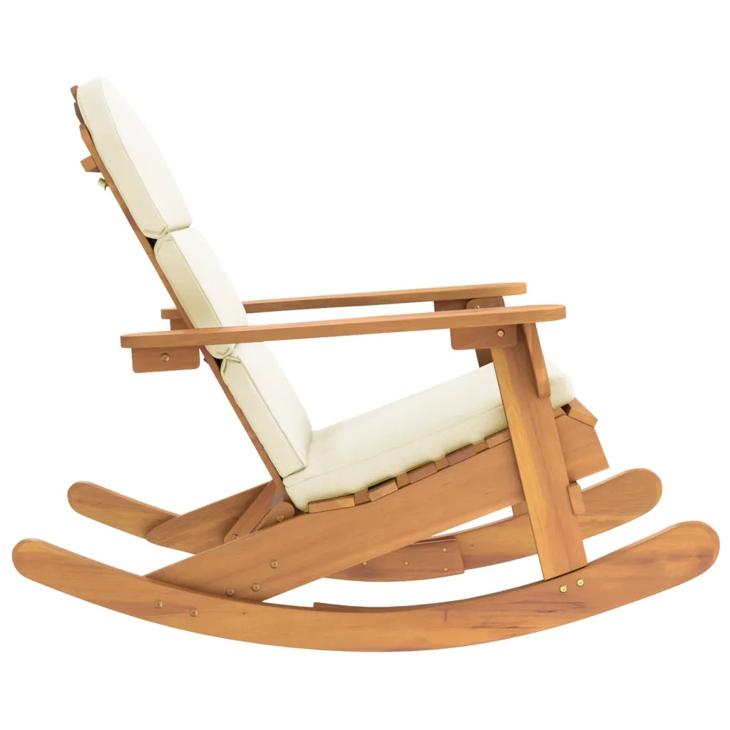 Sedia a Dondolo Adirondack con Cuscini Legno Massello di Acacia 360036