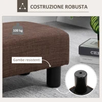 Pouf Poggiapiedi in Tessuto Effetto Lino Imbottito, 40x30x24cm, Marrone Scuro