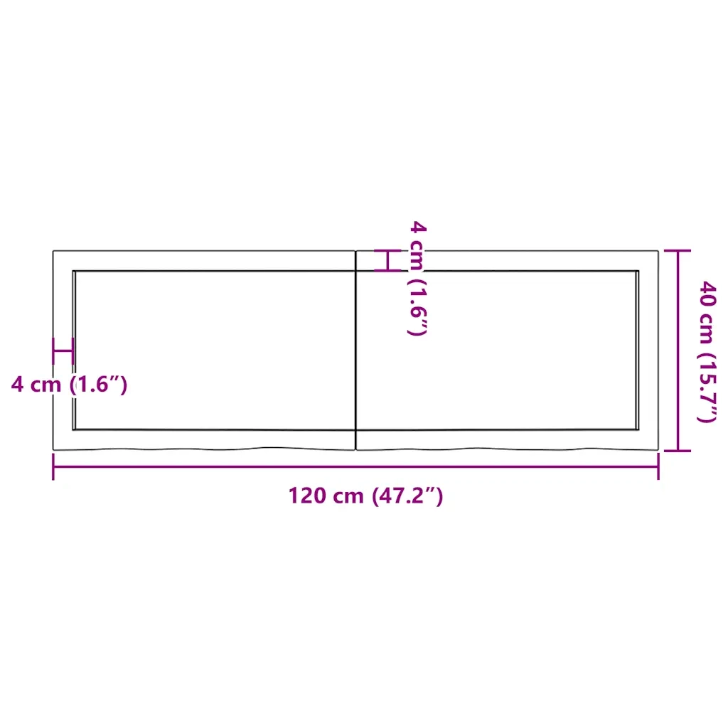 Ripiano Muro Marrone 120x40x(2-6) cm Massello Rovere Trattato 363695