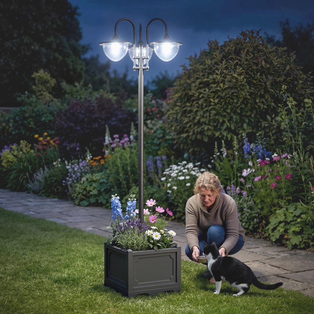 Lampada Solare da Giardino ¨C zephmum ¨C 18 LED 6000K IP44 60x55x189 cm Nero