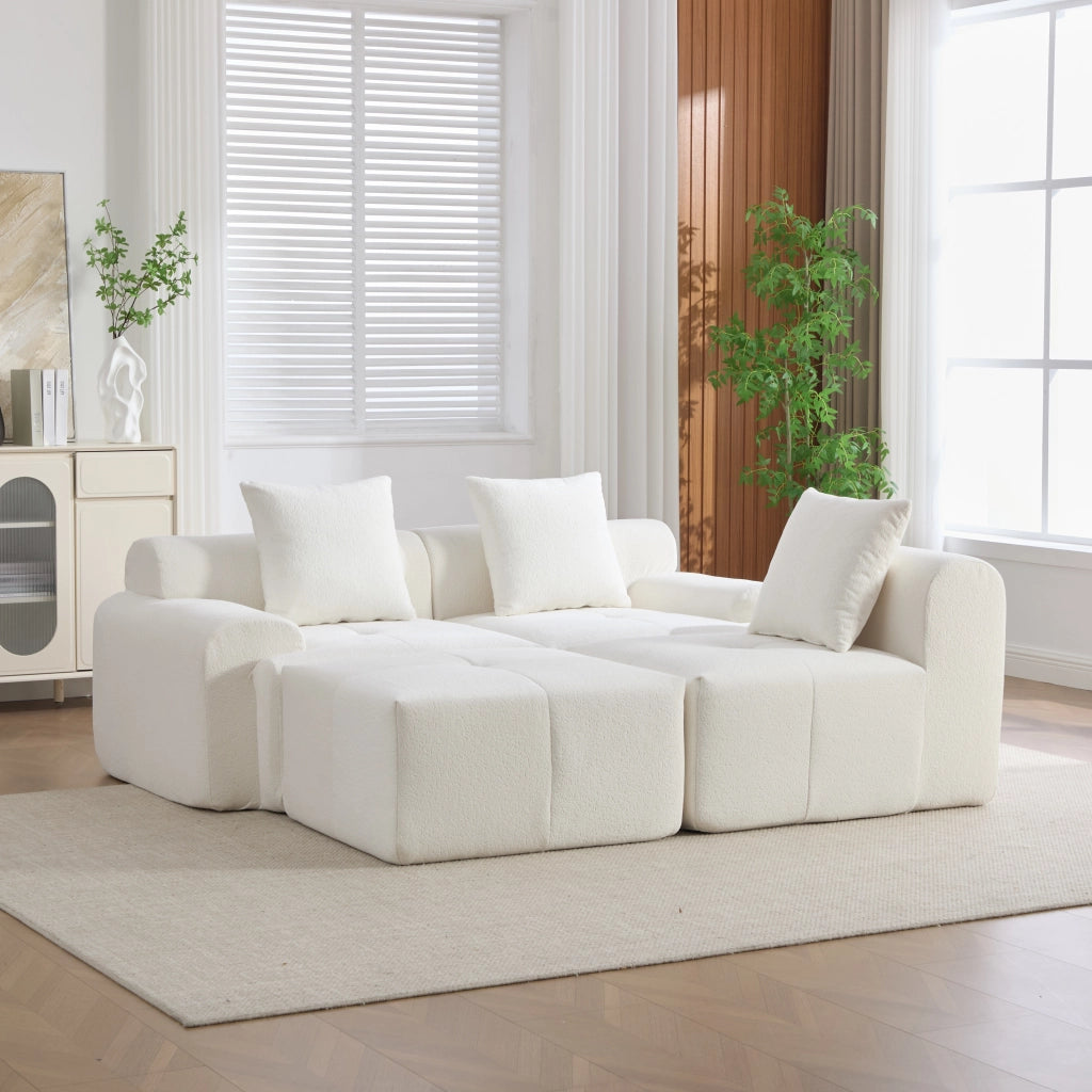 Divano Angolare Modulare 3 Posti ¨C MINIMAL ¨C Beige, Memory Foam, L-Shape, 268x102x78 cm